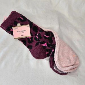 NWT Kate Spade Fuzzy Crew Women's Non-Slip Socks Women's Purple Pink